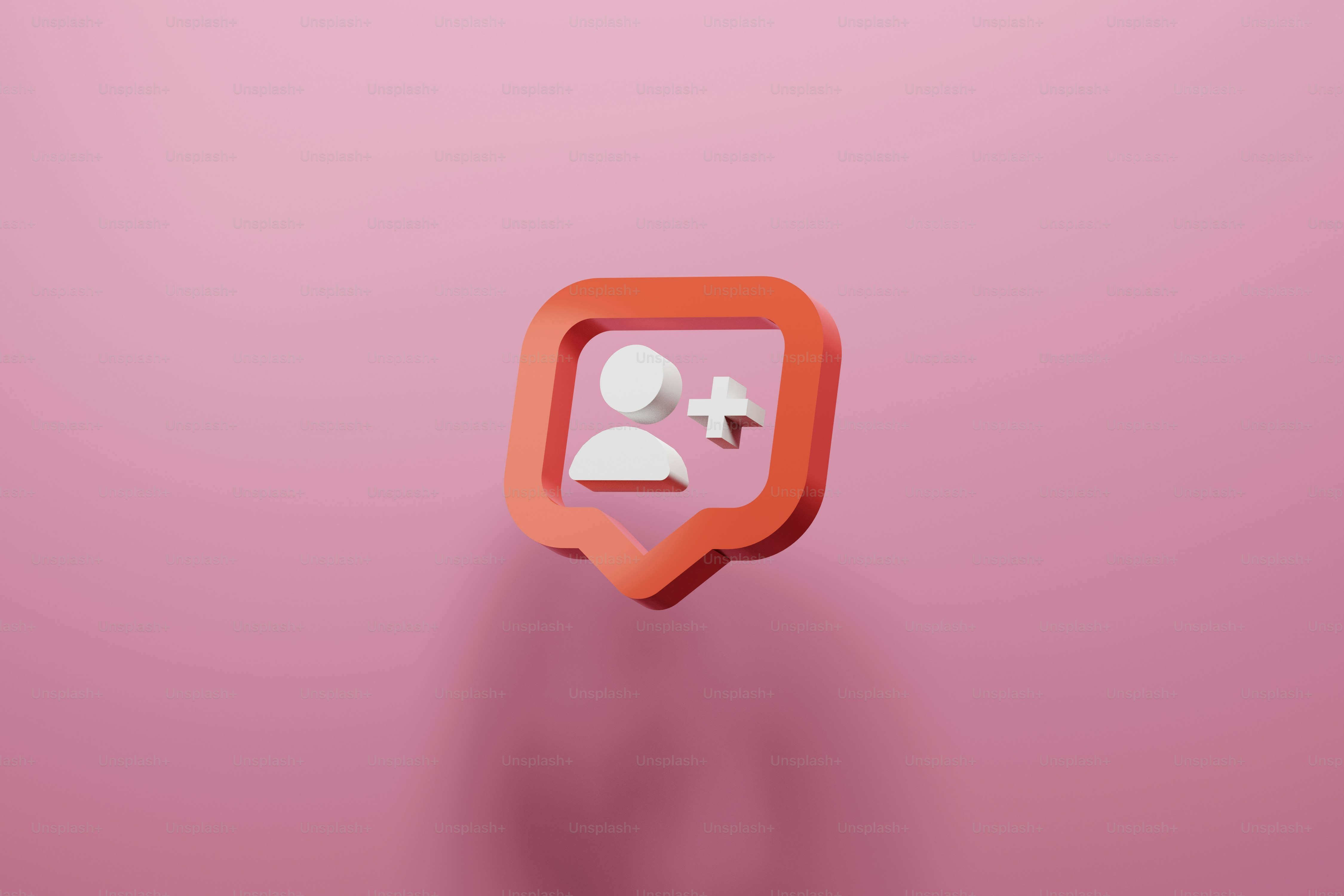 a red speech bubble with a white person on it